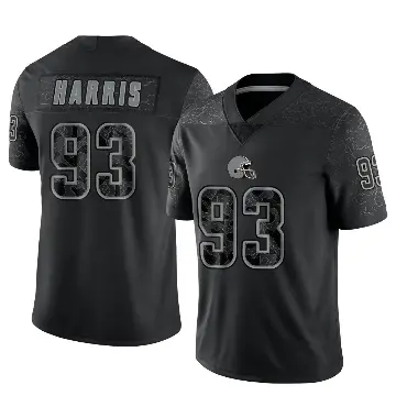 ＃93 Men's Shelby Harris Black Limited Cleveland Browns Reflective Jersey