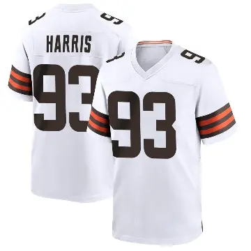 ＃93 Men's Shelby Harris White Game Cleveland Browns Jersey