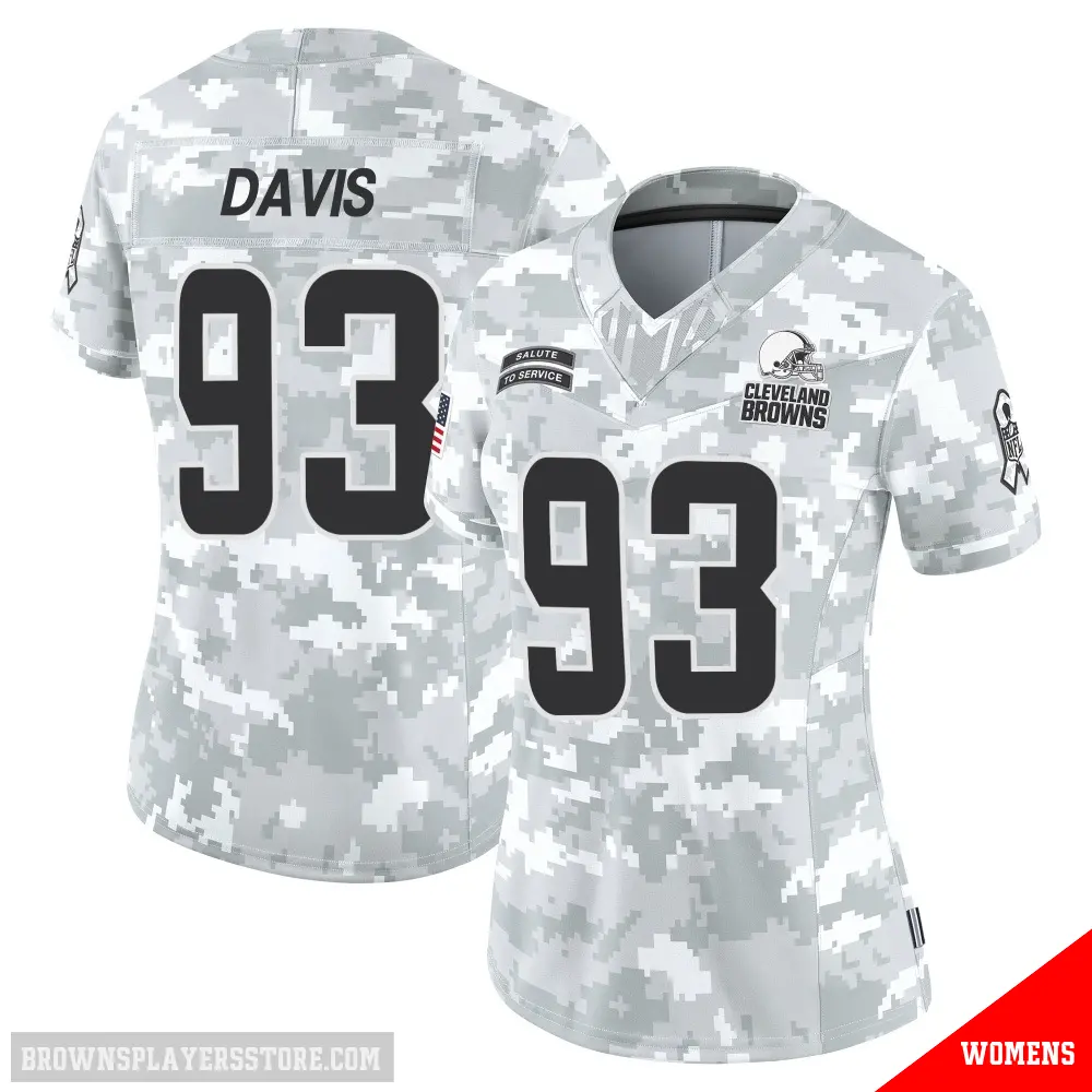 ＃93 Women's Kalia Davis Arctic Camo Limited Cleveland Browns 2024 Salute to Service Jersey