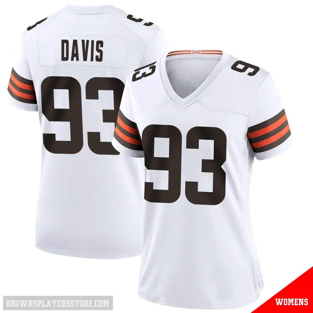 ＃93 Women's Kalia Davis White Game Cleveland Browns Jersey