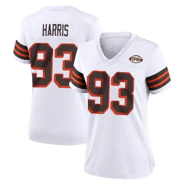 ＃93 Women's Shelby Harris White Game Cleveland Browns 1946 Collection Alternate Jersey