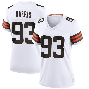 ＃93 Women's Shelby Harris White Game Cleveland Browns Jersey