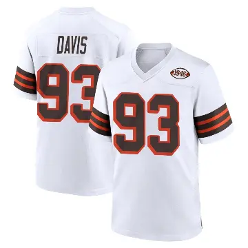 ＃93 Youth Kalia Davis White Game Cleveland Browns 1946 Collection Alternate Jersey