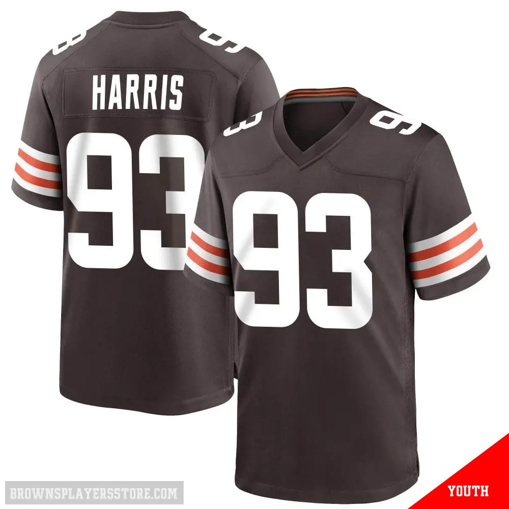 ＃93 Youth Shelby Harris Brown Game Cleveland Browns Team Color Jersey