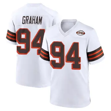 ＃94 Men's Mason Graham White Game Cleveland Browns 1946 Collection Alternate Jersey