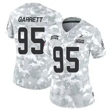 ＃95 Women's Myles Garrett Arctic Camo Limited Cleveland Browns 2024 Salute to Service Jersey