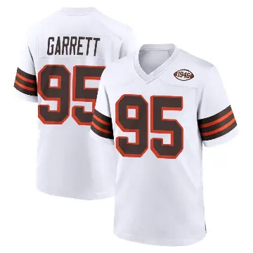 ＃95 Youth Myles Garrett White Game Cleveland Browns 1946 Collection Alternate Jersey