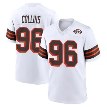 ＃96 Youth Maliek Collins White Game Cleveland Browns 1946 Collection Alternate Jersey