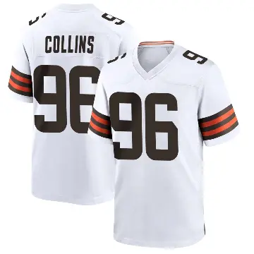 ＃96 Youth Maliek Collins White Game Cleveland Browns Jersey