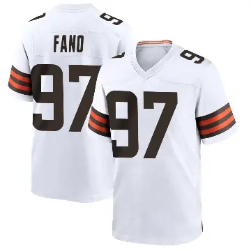 ＃97 Men's Logan Fano White Game Cleveland Browns Jersey