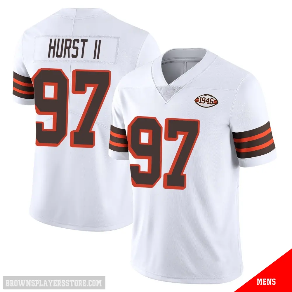 ＃97 Men's Maurice Hurst II White Limited Cleveland Browns Vapor 1946 Collection Alternate Jersey