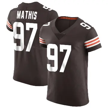 ＃97 Men's Ochaun Mathis Brown Elite Cleveland Browns Vapor Jersey