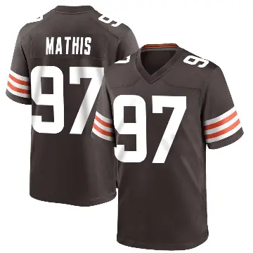 ＃97 Men's Ochaun Mathis Brown Game Cleveland Browns Team Color Jersey