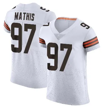 ＃97 Men's Ochaun Mathis White Elite Cleveland Browns Vapor Jersey