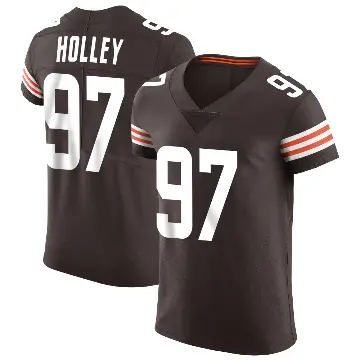 ＃97 Men's Ralph Holley Brown Elite Cleveland Browns Vapor Jersey