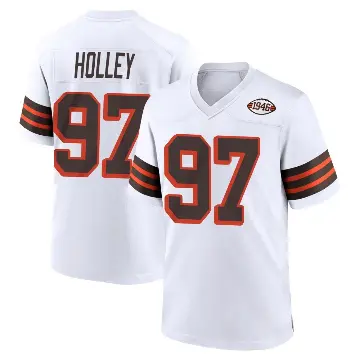 ＃97 Men's Ralph Holley White Game Cleveland Browns 1946 Collection Alternate Jersey