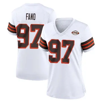 ＃97 Women's Logan Fano White Game Cleveland Browns 1946 Collection Alternate Jersey
