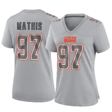＃97 Women's Ochaun Mathis Gray Game Cleveland Browns Atmosphere Fashion Jersey