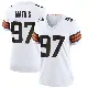 ＃97 Women's Ochaun Mathis White Game Cleveland Browns Jersey