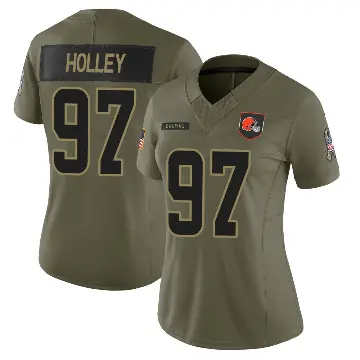 ＃97 Women's Ralph Holley Olive Limited Cleveland Browns 2025 Salute to Service Jersey