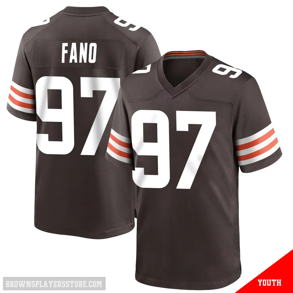 ＃97 Youth Logan Fano Brown Game Cleveland Browns Team Color Jersey