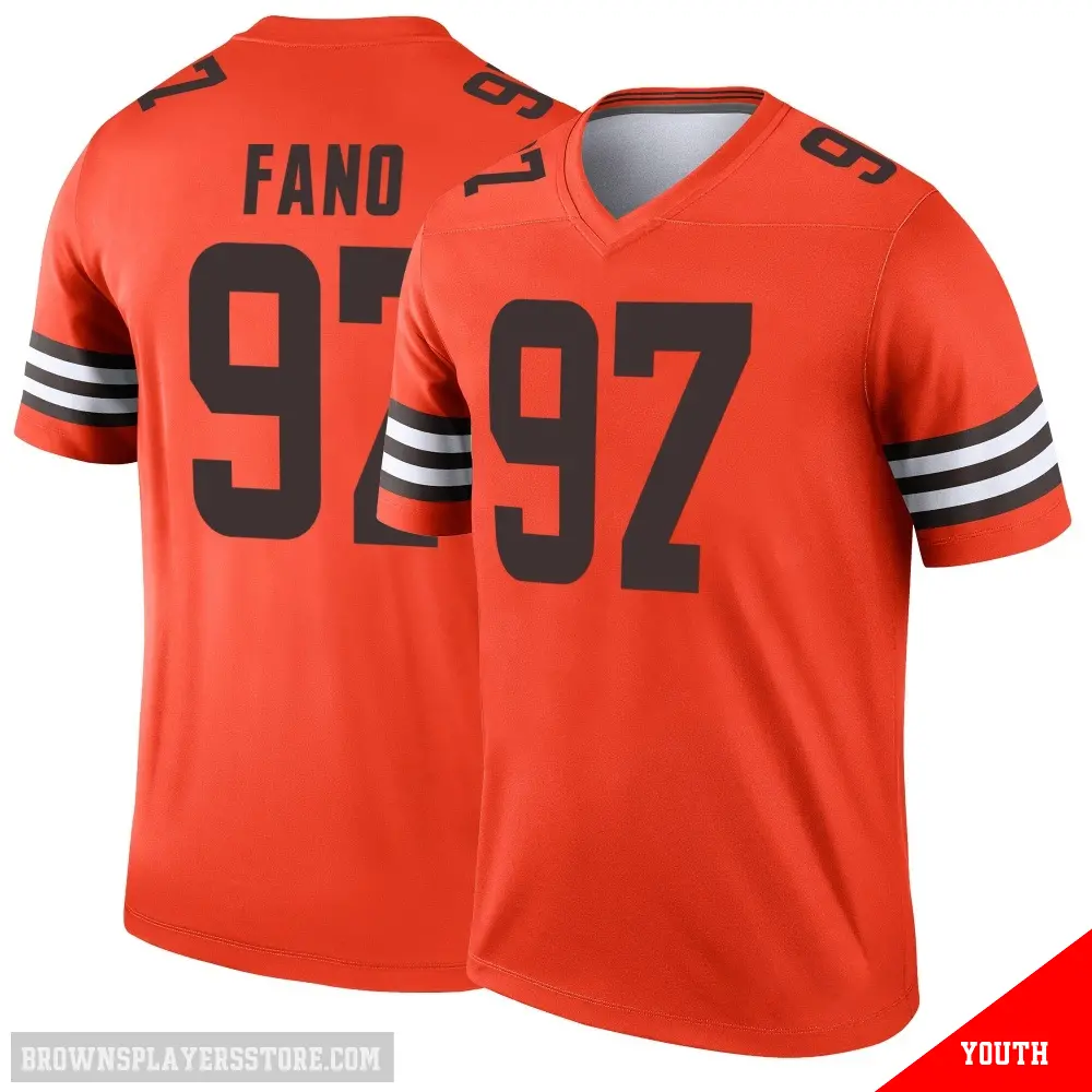 ＃97 Youth Logan Fano Orange Legend Cleveland Browns Inverted Jersey