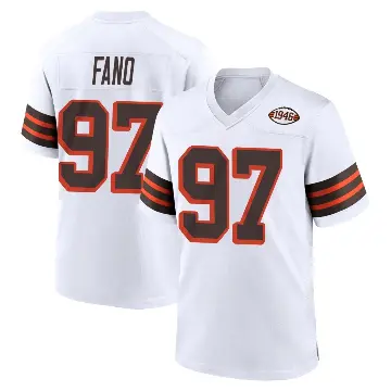 ＃97 Youth Logan Fano White Game Cleveland Browns 1946 Collection Alternate Jersey
