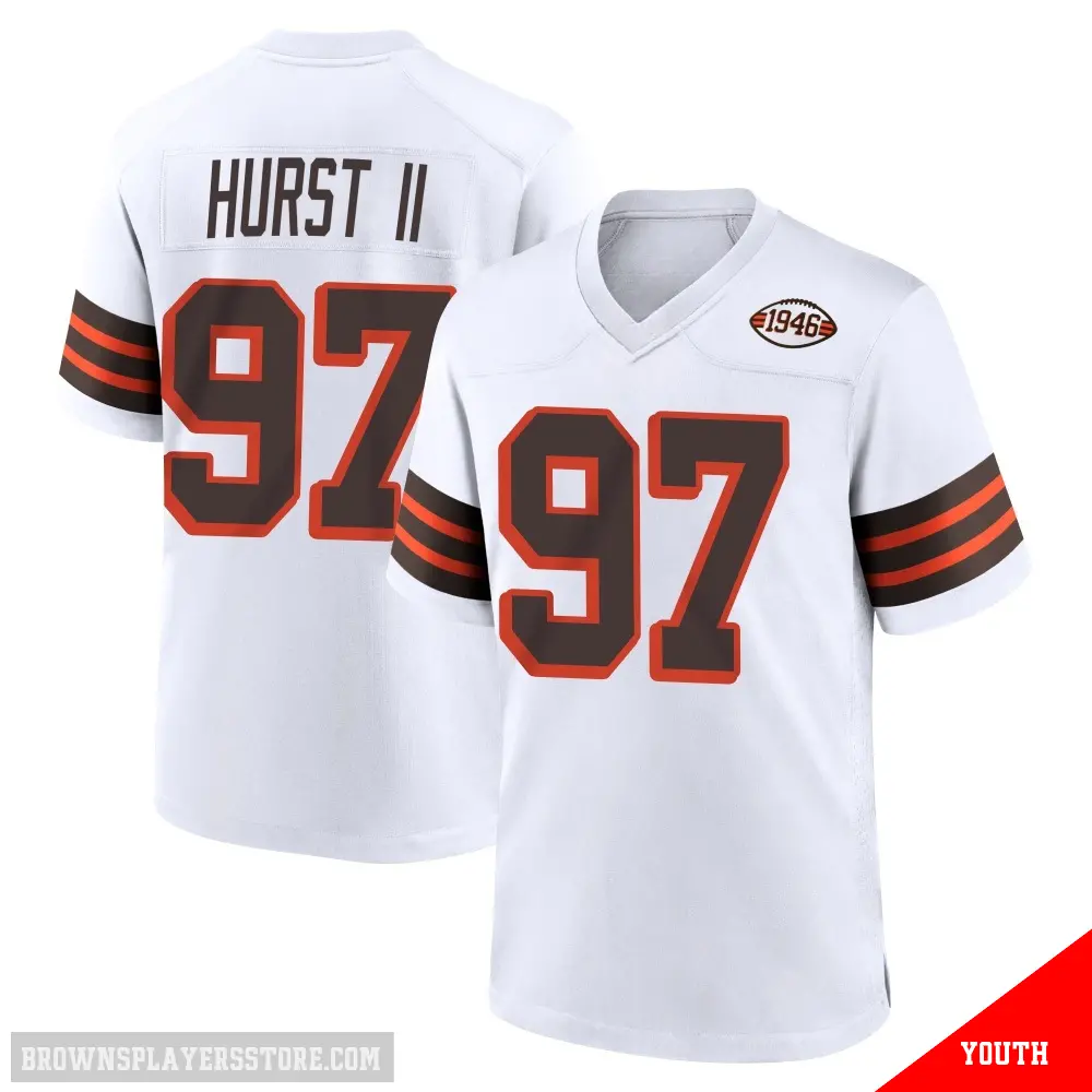 ＃97 Youth Maurice Hurst II White Game Cleveland Browns 1946 Collection Alternate Jersey