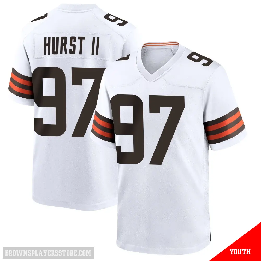 ＃97 Youth Maurice Hurst II White Game Cleveland Browns Jersey