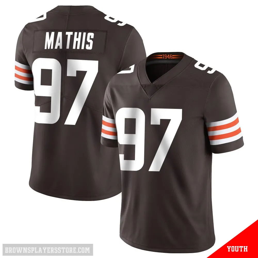 ＃97 Youth Ochaun Mathis Brown Limited Cleveland Browns Team Color Vapor Untouchable Jersey