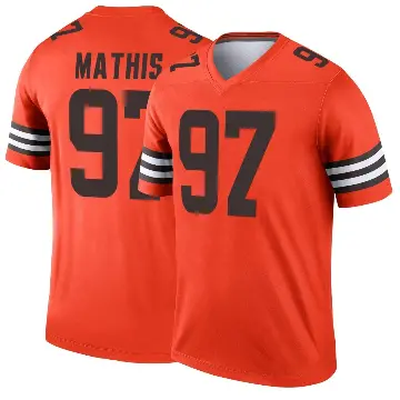＃97 Youth Ochaun Mathis Orange Legend Cleveland Browns Inverted Jersey