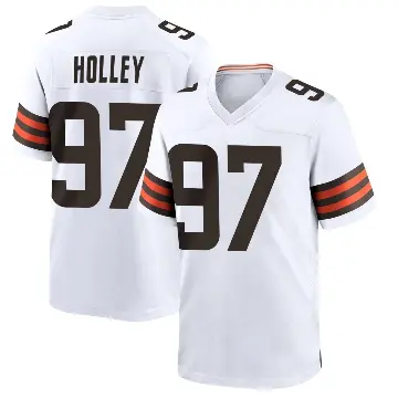 ＃97 Youth Ralph Holley White Game Cleveland Browns Jersey