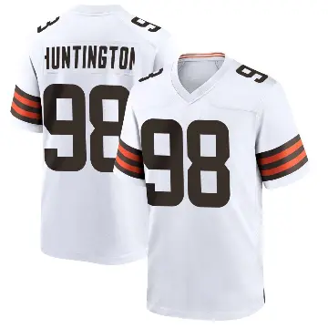 ＃98 Men's Adin Huntington White Game Cleveland Browns Jersey