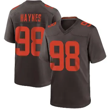 ＃98 Men's Marcus Haynes Brown Game Cleveland Browns Alternate Jersey