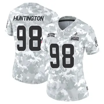 ＃98 Women's Adin Huntington Arctic Camo Limited Cleveland Browns 2024 Salute to Service Jersey