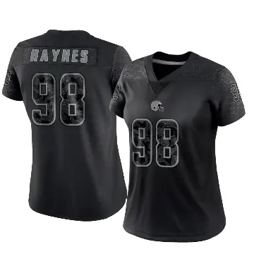 ＃98 Women's Marcus Haynes Black Limited Cleveland Browns Reflective Jersey