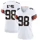 ＃98 Women's Marcus Haynes White Game Cleveland Browns Jersey