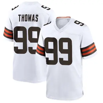 ＃99 Men's Cameron Thomas White Game Cleveland Browns Jersey