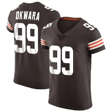 ＃99 Men's Julian Okwara Brown Elite Cleveland Browns Vapor Jersey