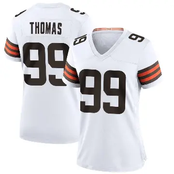 ＃99 Women's Cameron Thomas White Game Cleveland Browns Jersey