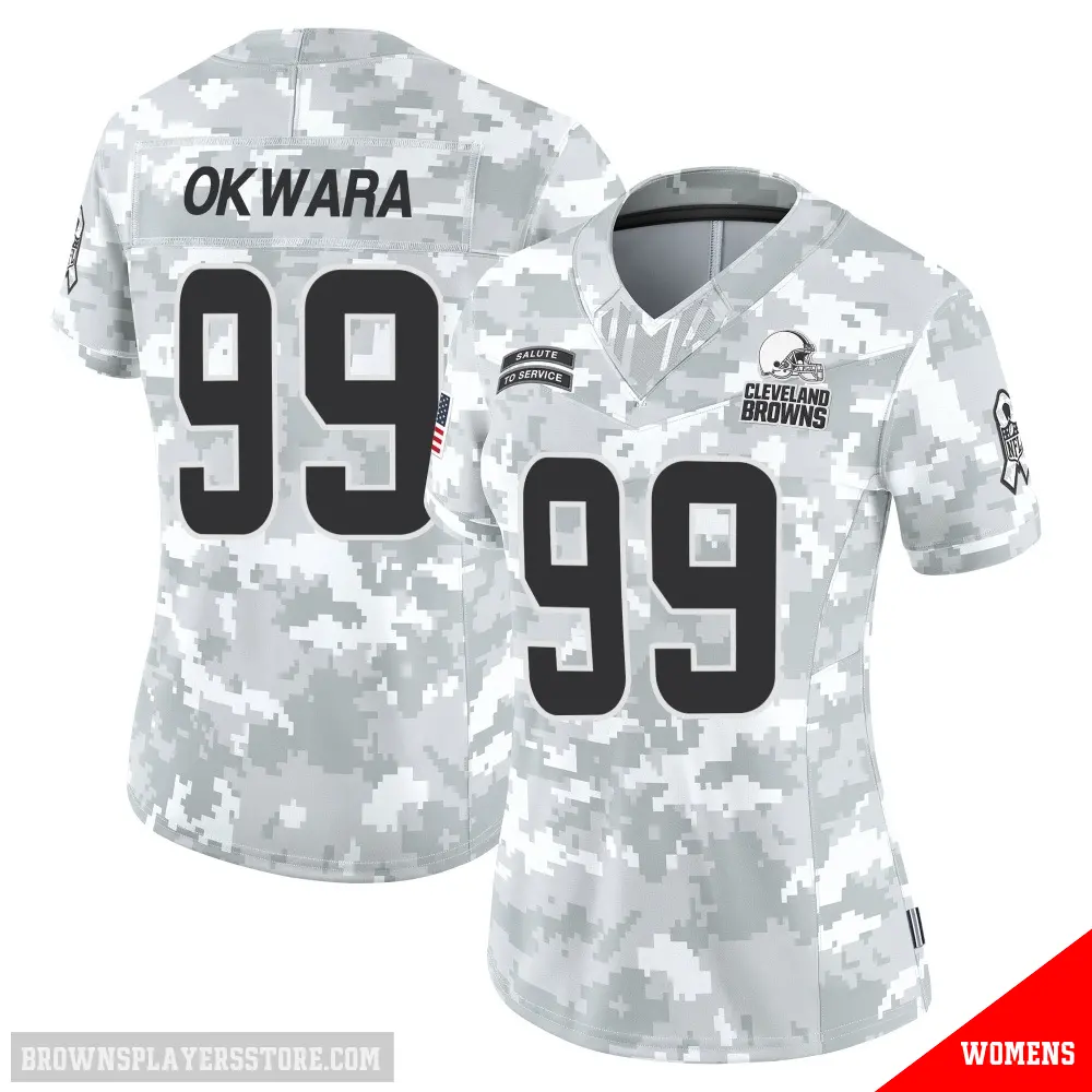 ＃99 Women's Julian Okwara Arctic Camo Limited Cleveland Browns 2024 Salute to Service Jersey