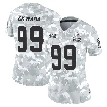 ＃99 Women's Julian Okwara Arctic Camo Limited Cleveland Browns 2024 Salute to Service Jersey
