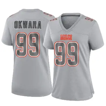 ＃99 Women's Julian Okwara Gray Game Cleveland Browns Atmosphere Fashion Jersey