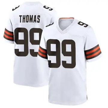 ＃99 Youth Cameron Thomas White Game Cleveland Browns Jersey
