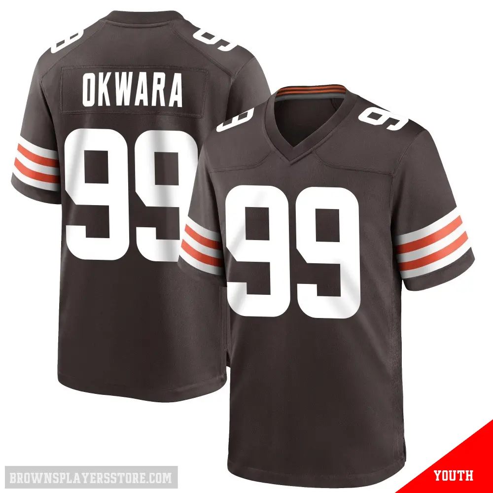 ＃99 Youth Julian Okwara Brown Game Cleveland Browns Team Color Jersey
