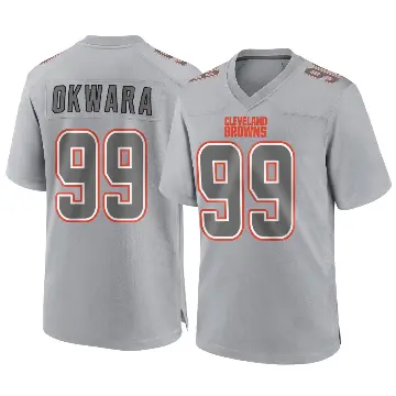 ＃99 Youth Julian Okwara Gray Game Cleveland Browns Atmosphere Fashion Jersey