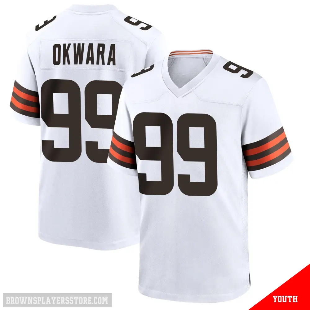 ＃99 Youth Julian Okwara White Game Cleveland Browns Jersey