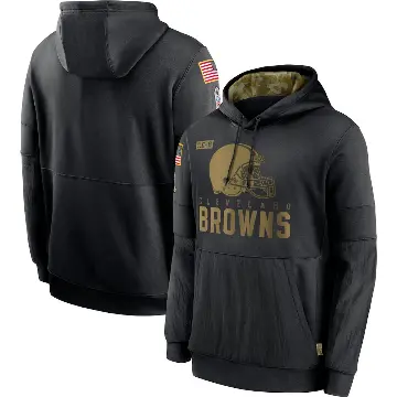 Men's Black Cleveland Browns 2020 Salute to Service Sideline Performance Pullover Hoodie