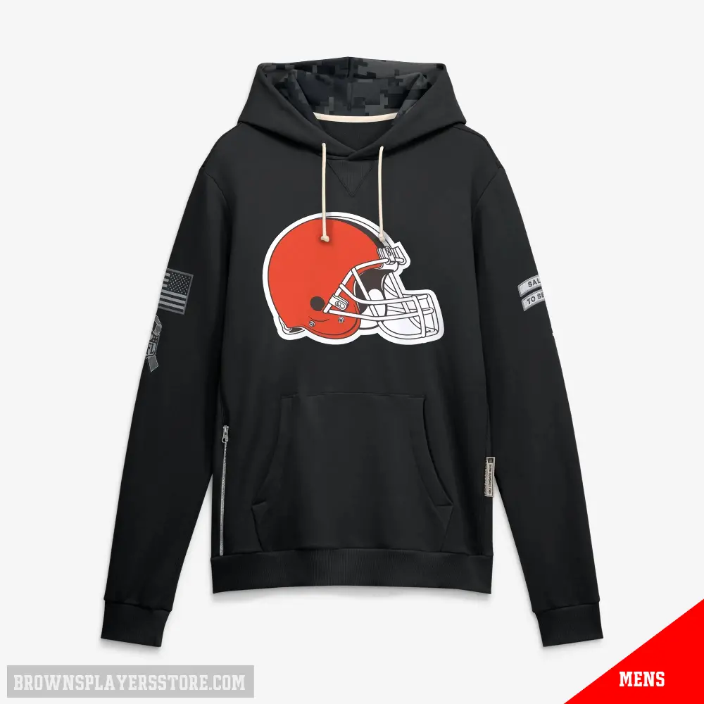 Men's Black Cleveland Browns 2026 Salute to Service Sideline Dri-FIT Pullover Hoodie