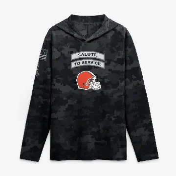 Men's Black Cleveland Browns 2026 Salute to Service Sideline Lightweight Hooded Dri-FIT Long Sleeve Top